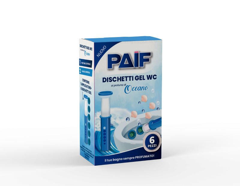 PAIF Dischetti Gel WC Oceano – Applicatore + 6 Dischetti Gel