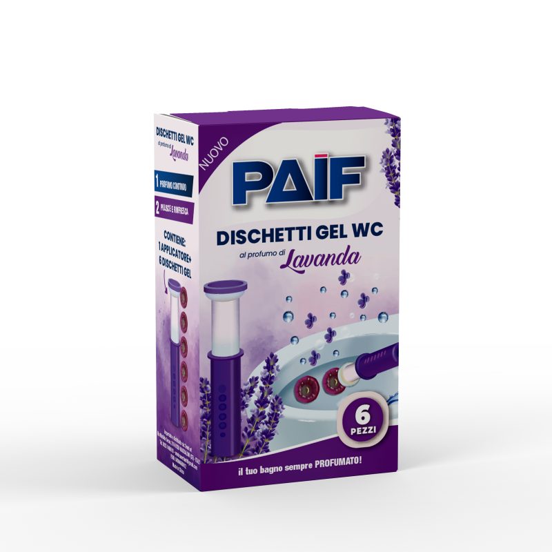 PAIF Dischetti Gel WC Lavanda – Applicatore + 6 Dischetti Gel