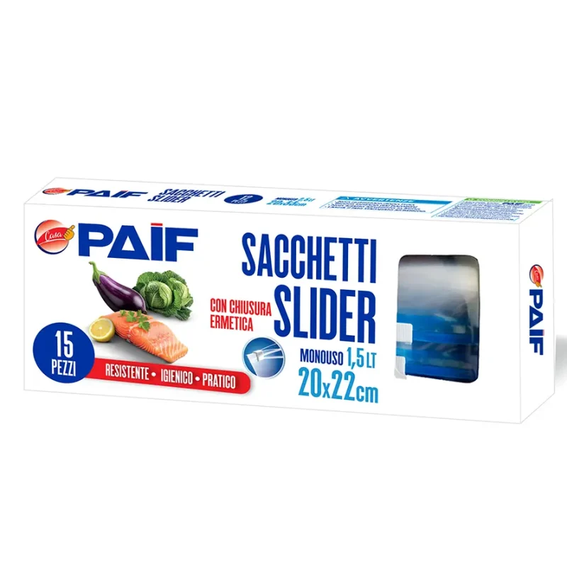 SACCHI SLIDER 20X22CM 15PZ