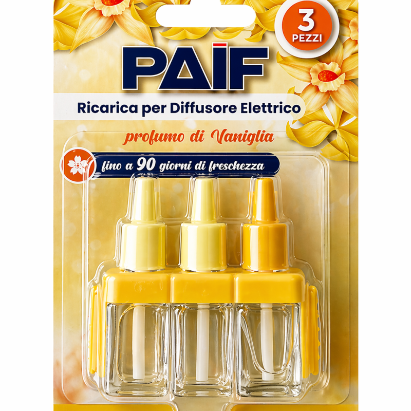 PAIF Ricarica per Diffusore Elettrico Vaniglia – Confezione da 3 Ricariche da 20 ml