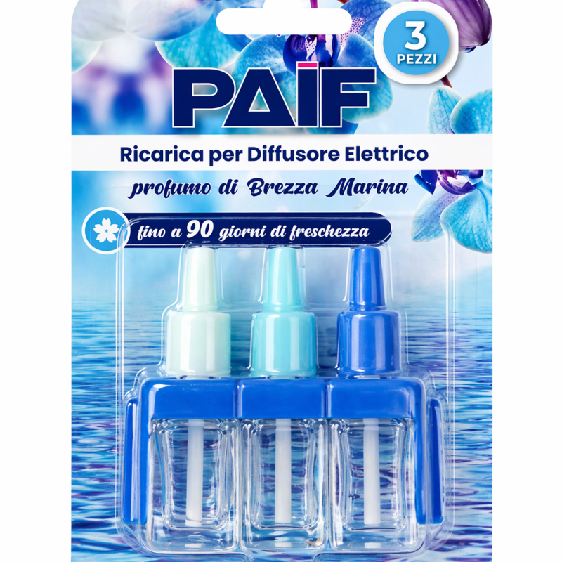 PAIF Ricarica per Diffusore Elettrico Brezza Marina – Confezione da 3 Ricariche da 20 ml