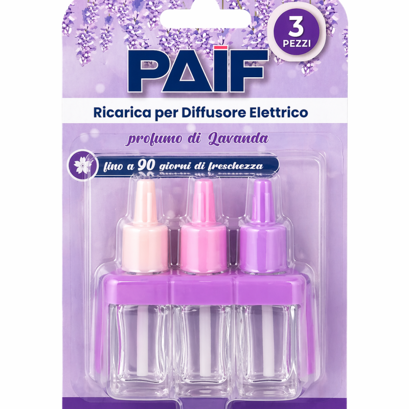 PAIF Ricarica per Diffusore Elettrico Lavanda – Confezione da 3 Ricariche da 20 ml