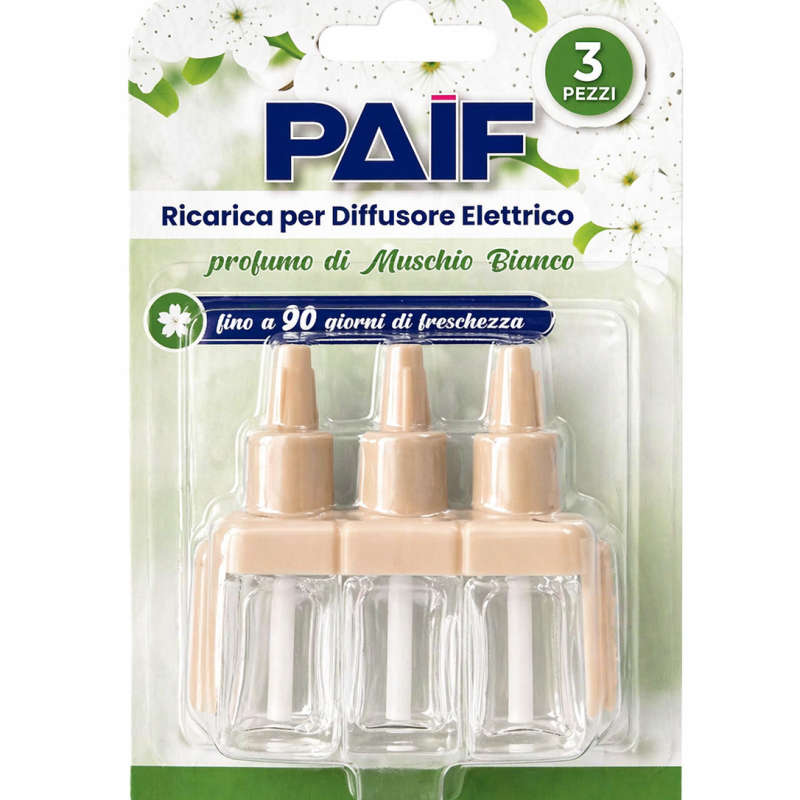 PAIF Ricarica per Diffusore Elettrico Muschio Bianco – Confezione da 3 Ricariche da 20 ml