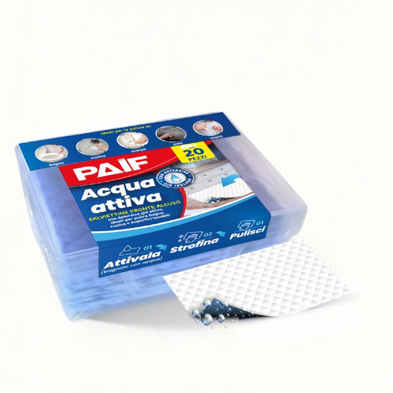 PAIF Acqua Attiva – Salviettine Pronte all'Uso con Detergente