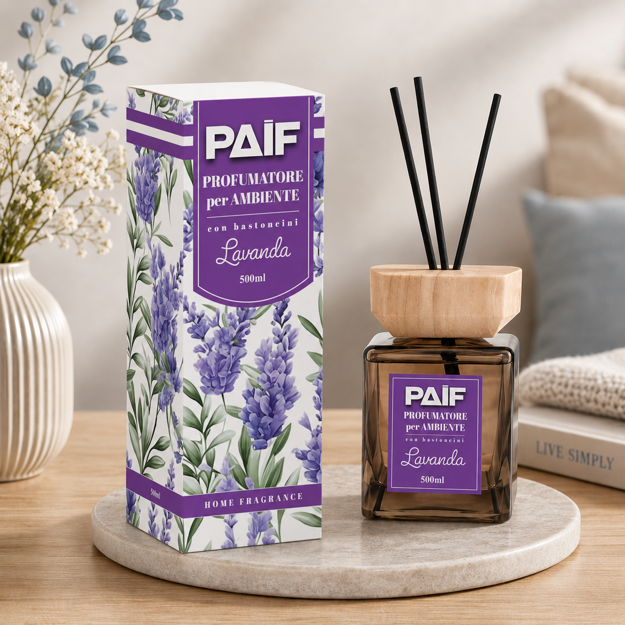 PROFUMATORE CON BACCHETTE 500ML LAVANDA - immagine 2